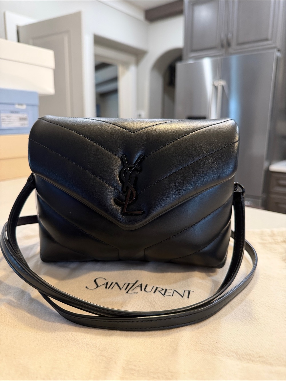Saint Laurent Black Loulou Soft Quilted Leather Crossbody Bag YSL